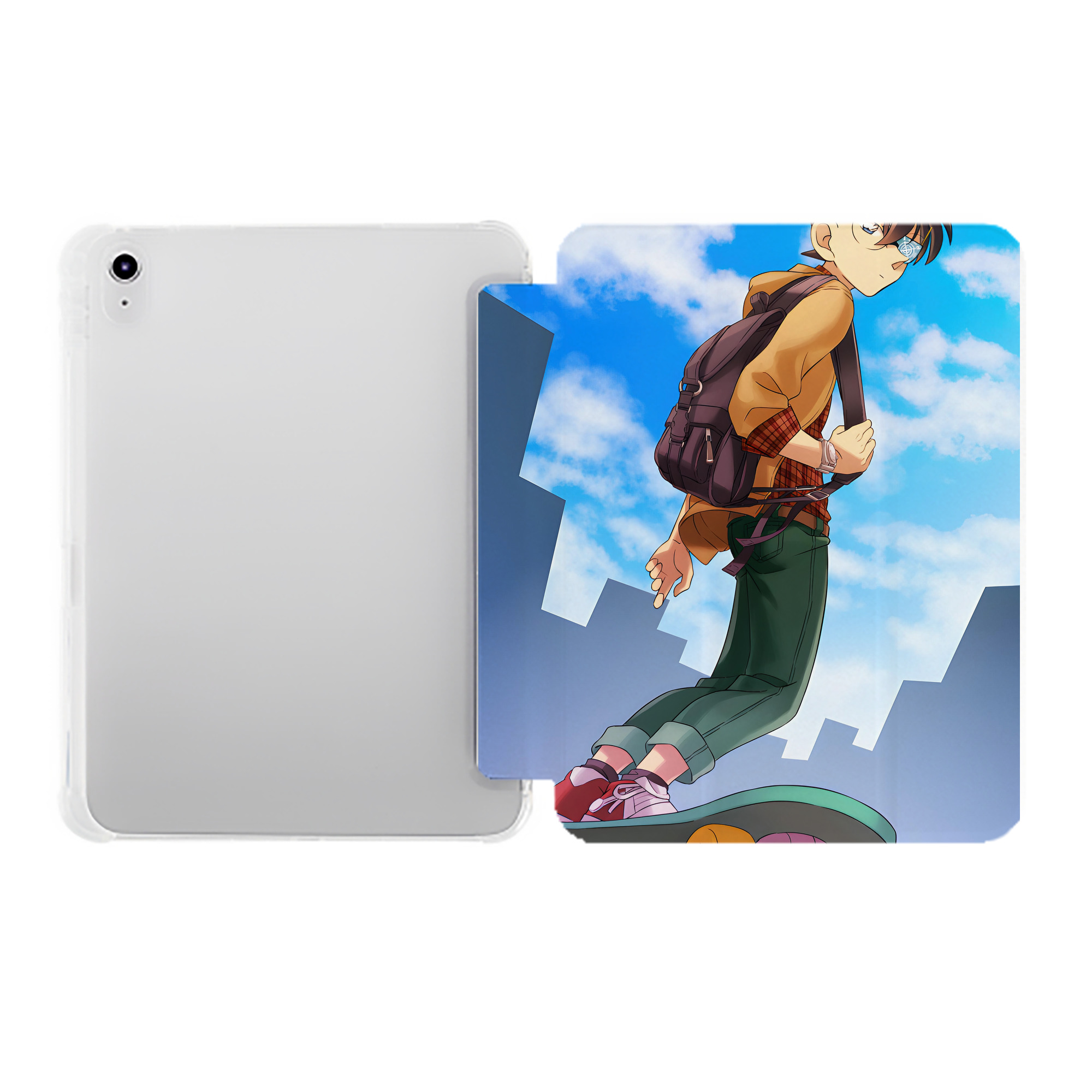 （画像用） 名探偵コナン Detective Conan IPad ケース ペン収納付き 三つ折りスタンド PUレザー×シリコン 対応機種9.5/10.5/10.9インチ